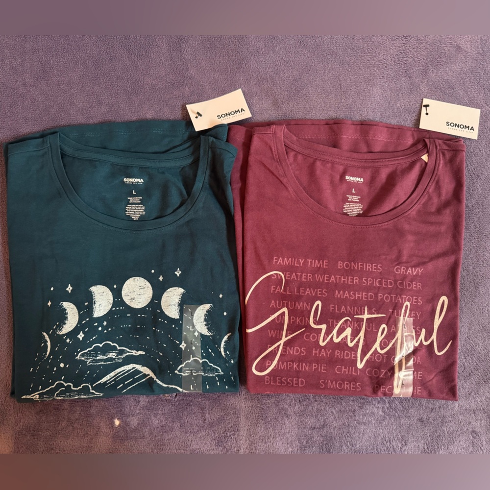 Sonoma Teal and Maroon Cotton Blend T-Shirts
Sold together
Never Worn 
Has Tags